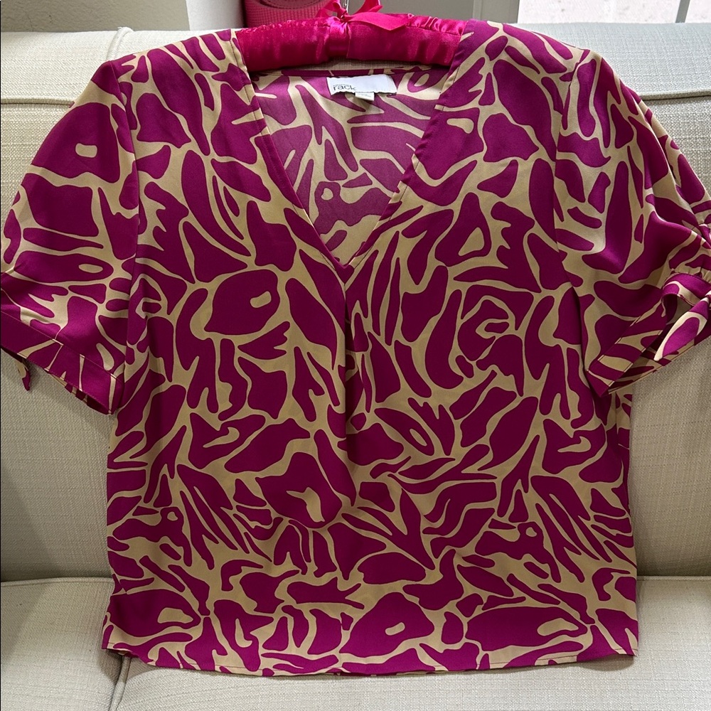 Stylish Women's Pink and Beige Blouse